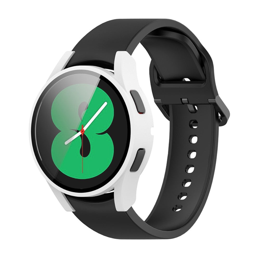 Rigtigt Fed Samsung Galaxy Watch 4 (40mm) Cover med Skærmbeskytter i Plastik og Hærdet Glas - Hvid#serie_2