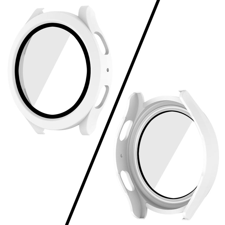 Meget Fint Samsung Galaxy Watch 5 (40mm) / Samsung Galaxy Watch 4 (40mm) Cover med Skærmbeskytter i Plastik og Hærdet Glas - Hvid#serie_4