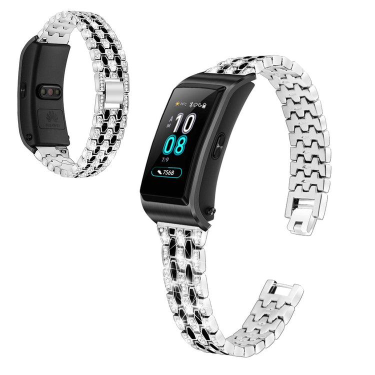 Rigtigt hårdfør Huawei TalkBand B5 Metal og Rhinsten Rem - Sølv#serie_4