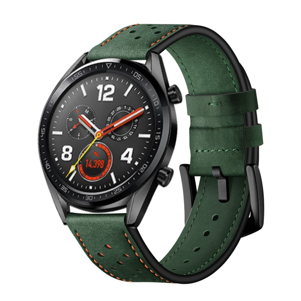 Sejt Huawei Watch GT Ægte læder Rem - Grøn#serie_2
