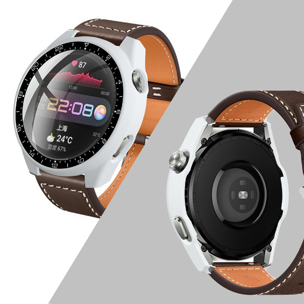 Vildt Godt Huawei Watch 3 Pro Cover med Skærmbeskytter i Plastik og Hærdet Glas - Hvid#serie_1
