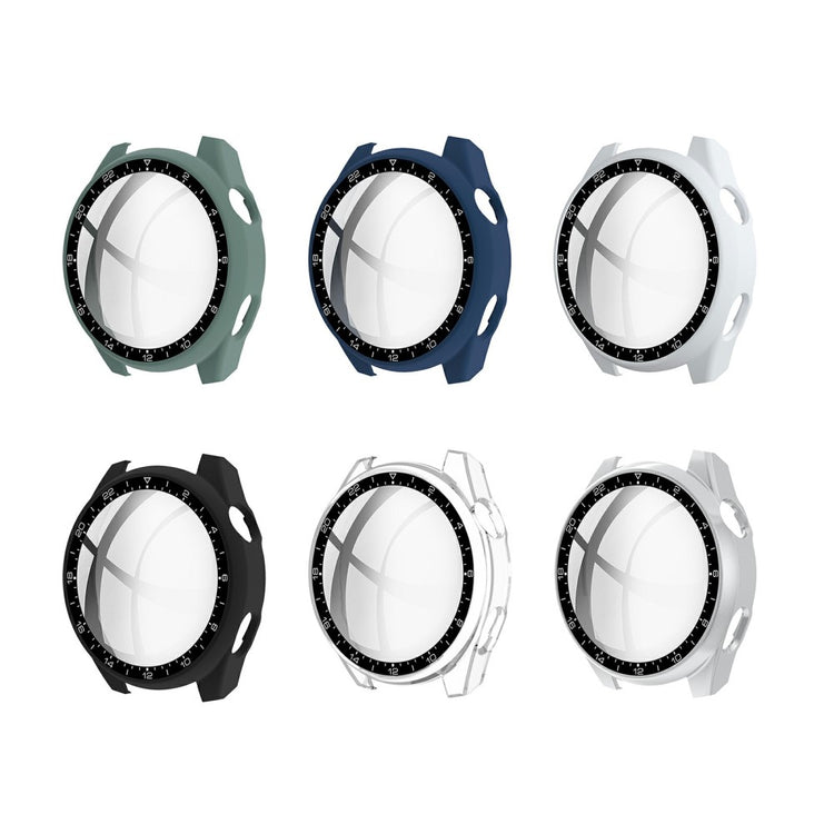 Vildt Godt Huawei Watch 3 Pro Cover med Skærmbeskytter i Plastik og Hærdet Glas - Sølv#serie_4
