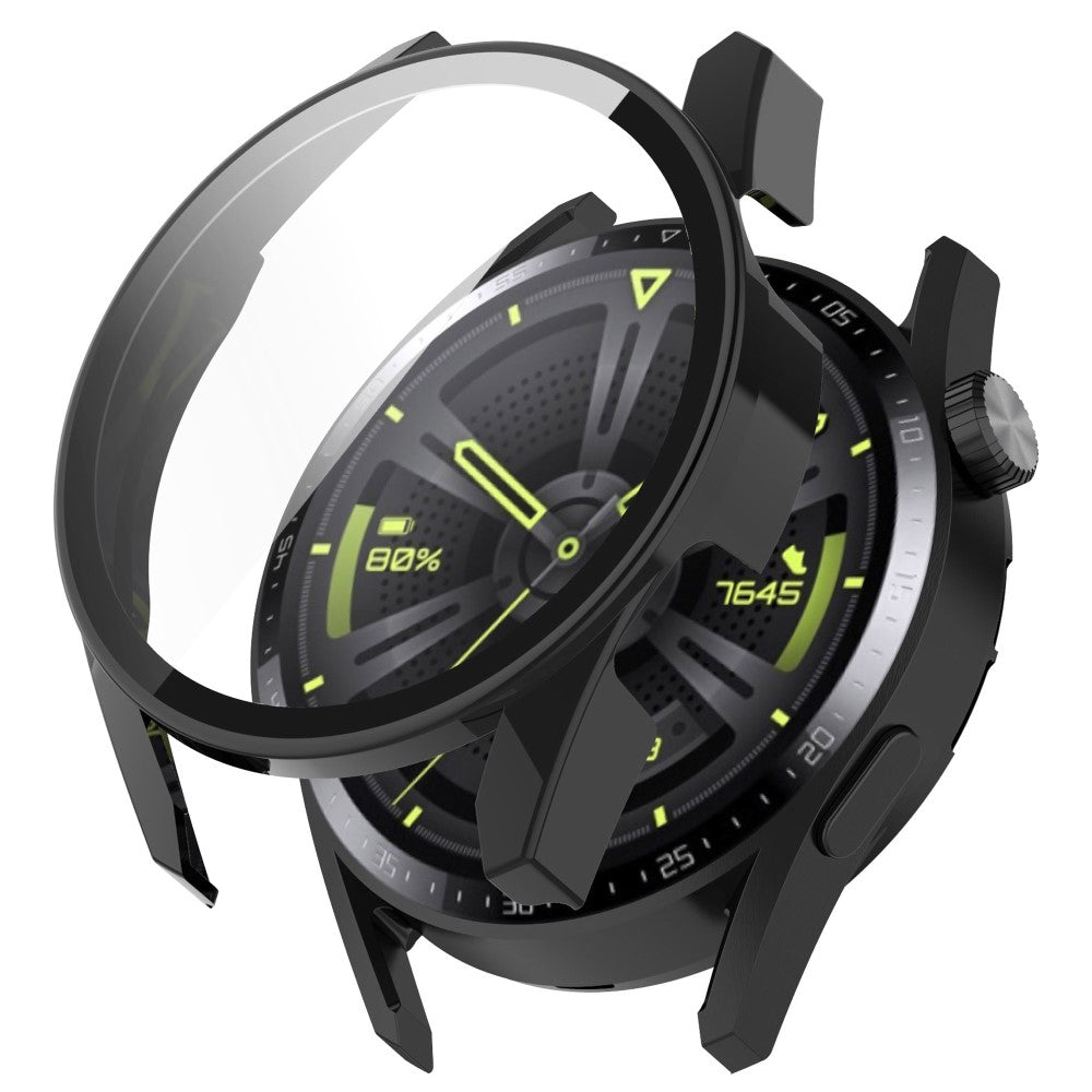 Fed Huawei Watch GT 3 (46mm) Cover med Skærmbeskytter i Silikone og Hærdet Glas - Gennemsigtig#serie_1