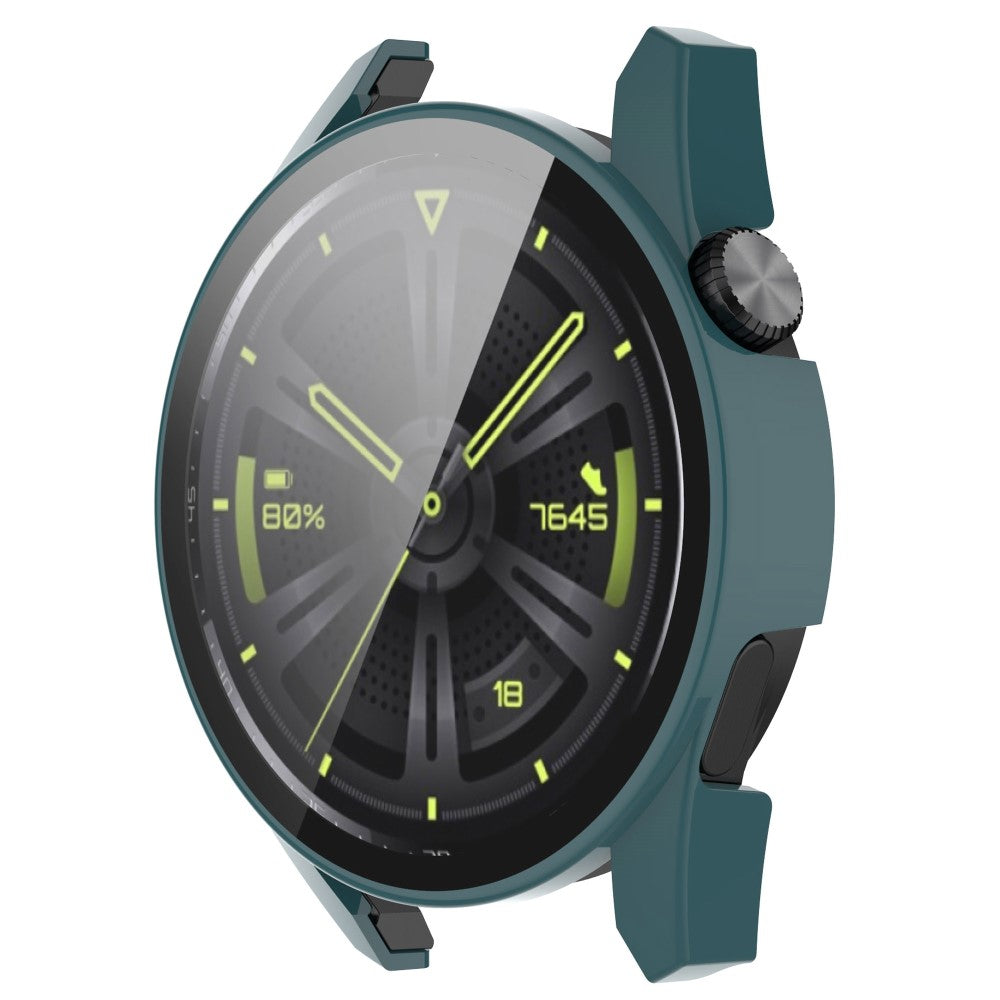 Super Fint Huawei Watch GT 3 (42mm) Cover med Skærmbeskytter i Silikone og Hærdet Glas - Grøn#serie_1