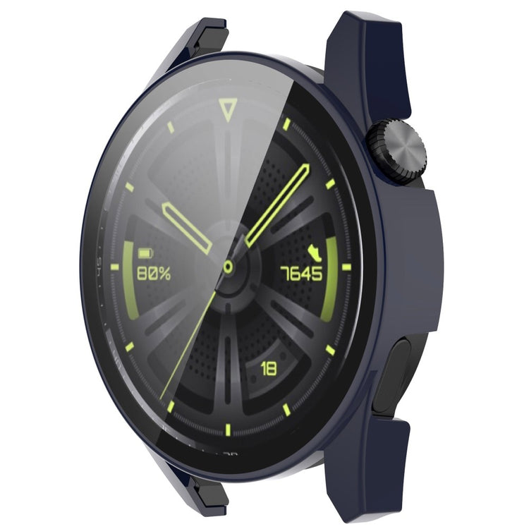 Super Fint Huawei Watch GT 3 (42mm) Cover med Skærmbeskytter i Silikone og Hærdet Glas - Blå#serie_3