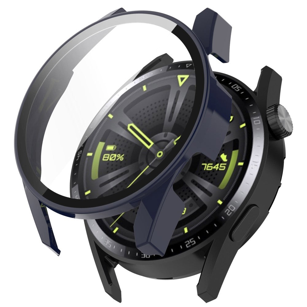 Super Fint Huawei Watch GT 3 (42mm) Cover med Skærmbeskytter i Silikone og Hærdet Glas - Blå#serie_3