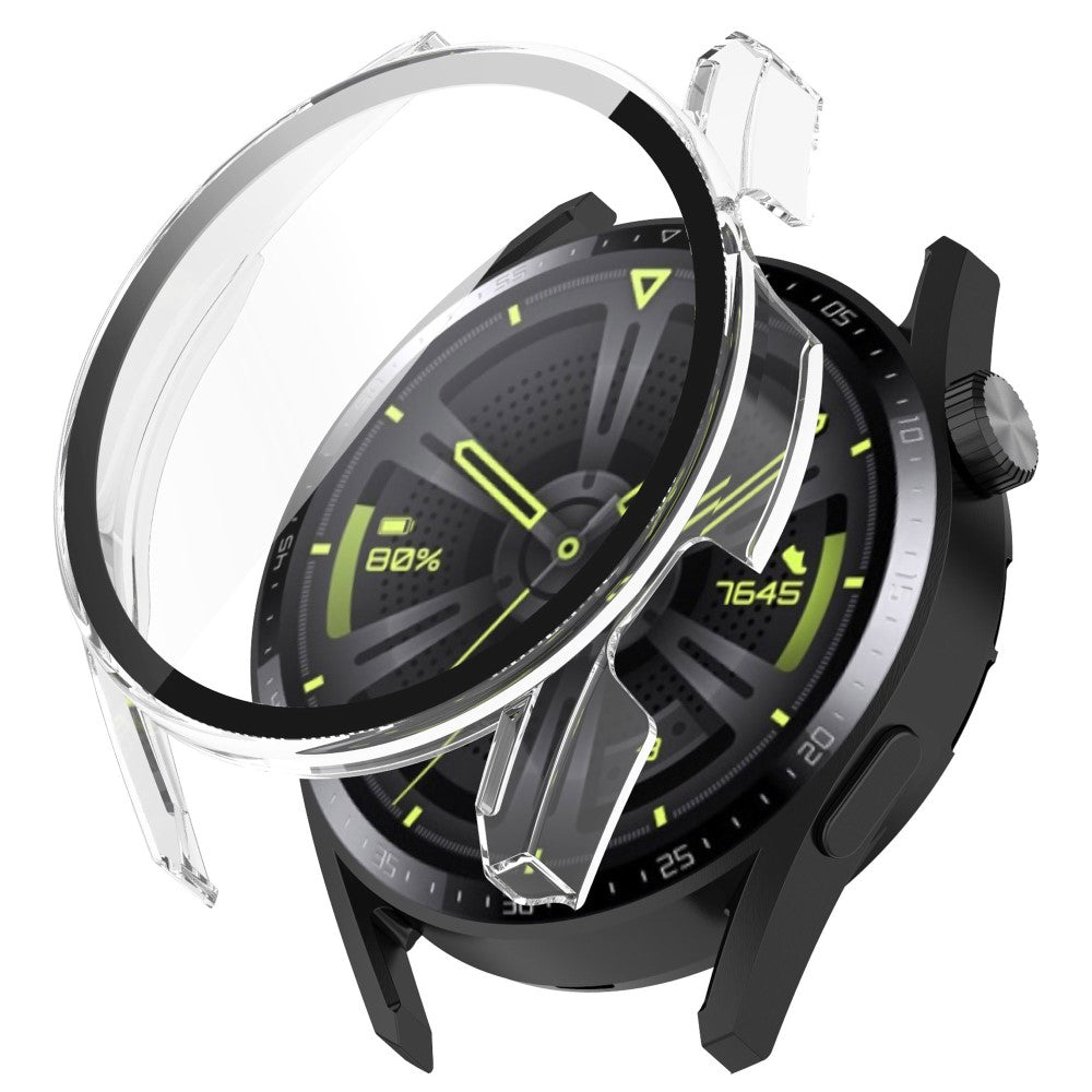 Super Fint Huawei Watch GT 3 (42mm) Cover med Skærmbeskytter i Silikone og Hærdet Glas - Gennemsigtig#serie_4