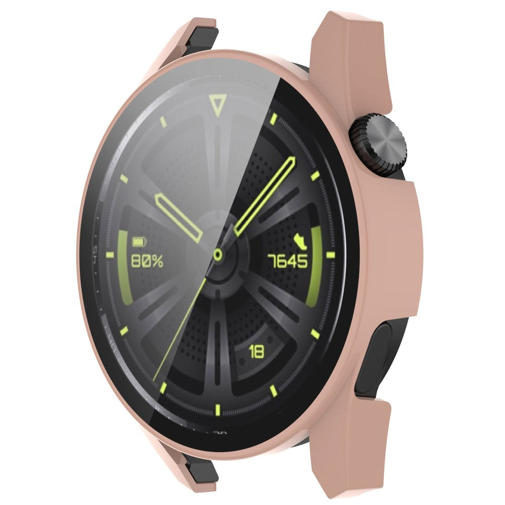 Super Fint Huawei Watch GT 3 (42mm) Cover med Skærmbeskytter i Silikone og Hærdet Glas - Pink#serie_6