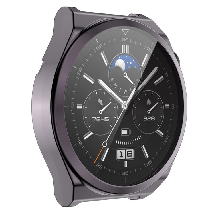 Rigtigt Fint Huawei Watch GT 3 Pro 43mm Cover med Skærmbeskytter i Silikone og Hærdet Glas - Sølv#serie_3