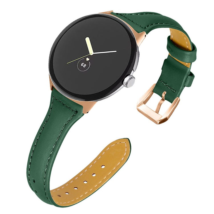Meget godt Google Pixel Watch Ægte læder Rem - Grøn#serie_12