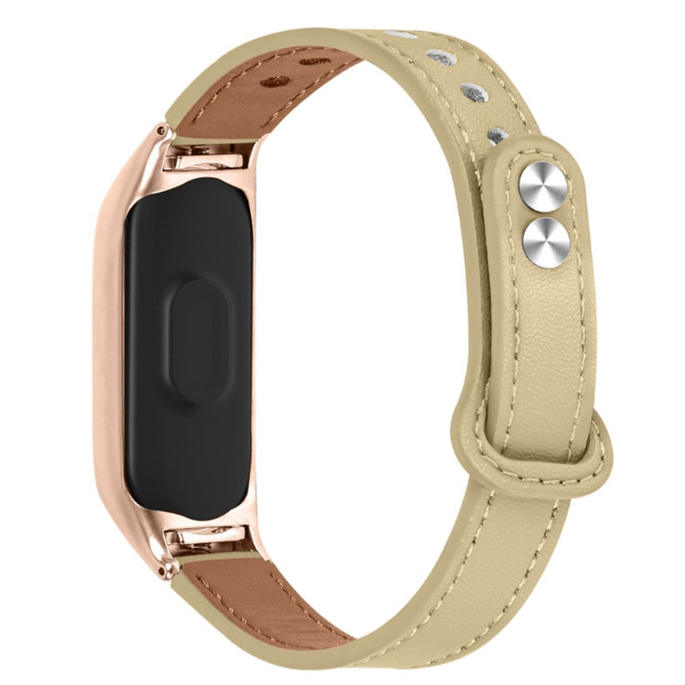  Xiaomi Mi Smart Band 6 / Xiaomi Mi Band 5 Ægte læder Rem - Beige#serie_5