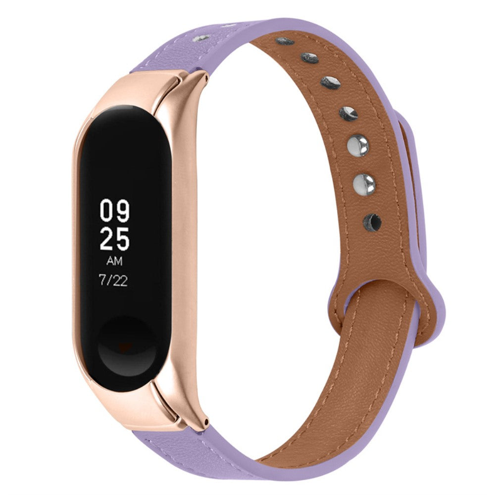  Xiaomi Mi Smart Band 6 / Xiaomi Mi Band 5 Ægte læder Urrem - Lilla#serie_6