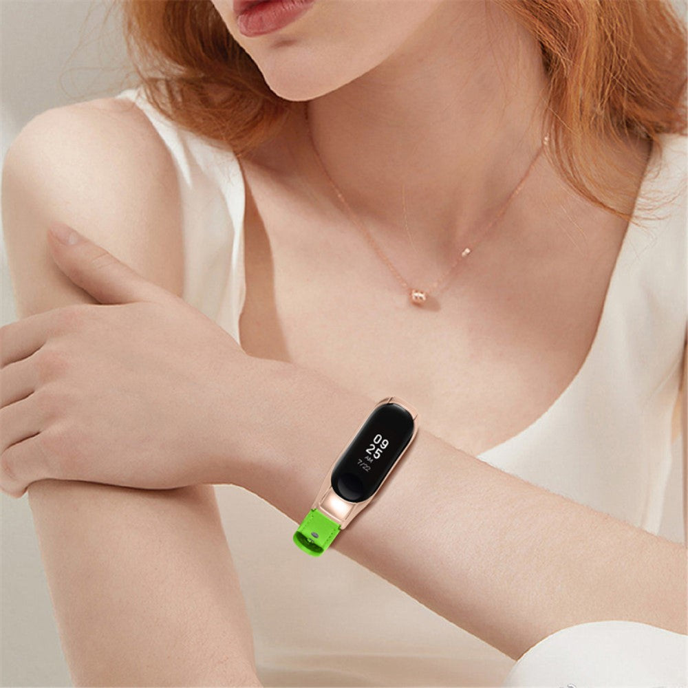  Xiaomi Mi Smart Band 6 / Xiaomi Mi Band 5 Ægte læder Urrem - Grøn#serie_9