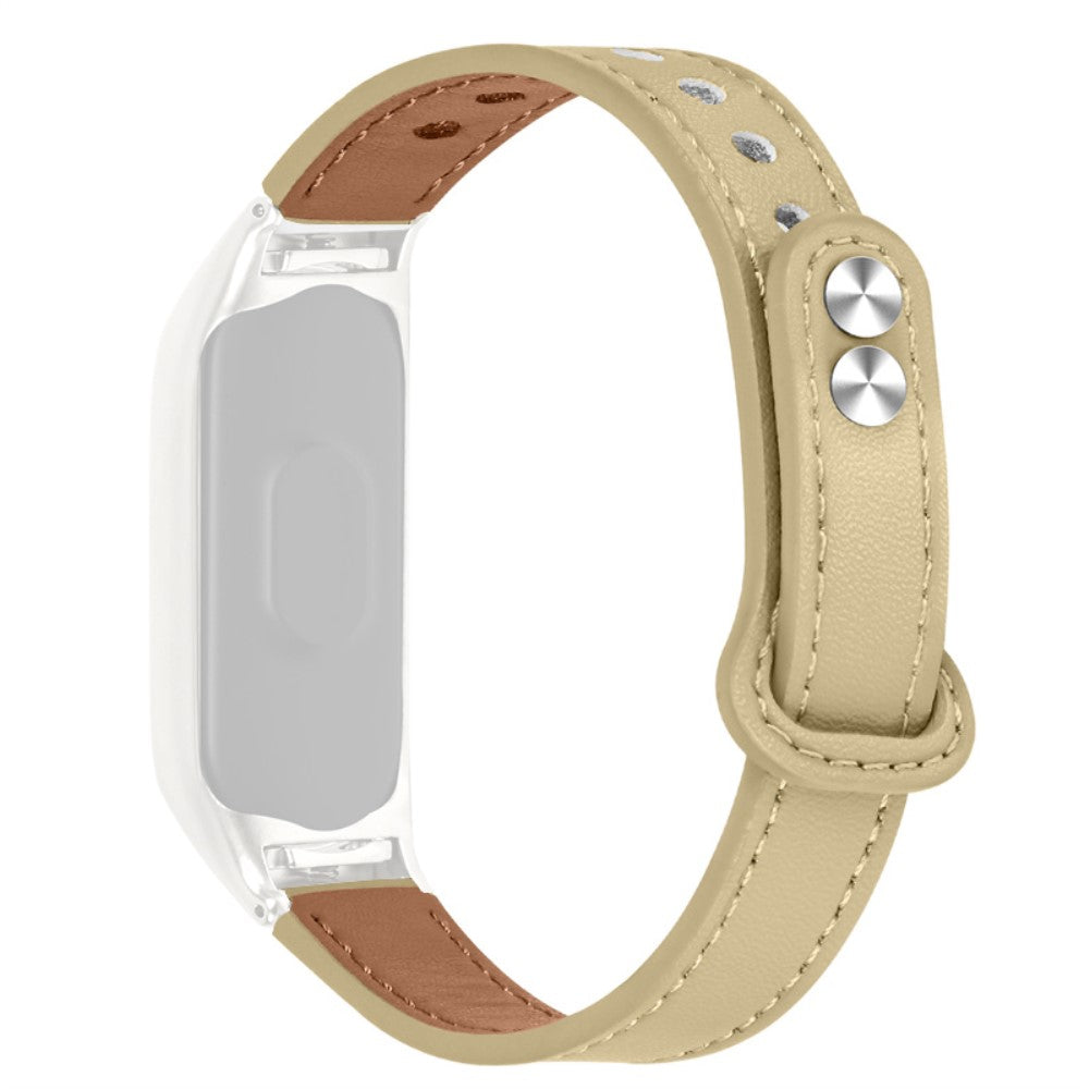  Xiaomi Mi Smart Band 6 / Xiaomi Mi Band 5 Ægte læder Rem - Beige#serie_5