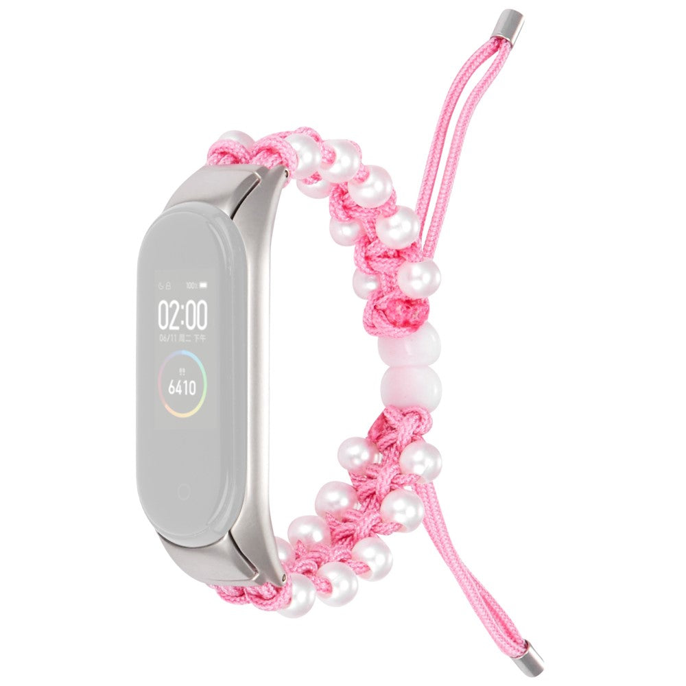  Xiaomi Mi Smart Band 4 / Xiaomi Mi Band 3 Rhinsten og Nylon Rem - Pink#serie_4