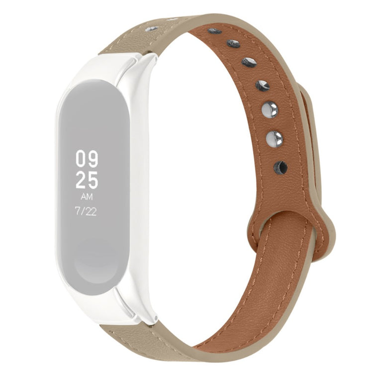  Xiaomi Mi Smart Band 4 / Xiaomi Mi Band 3 Ægte læder Rem - Beige#serie_3