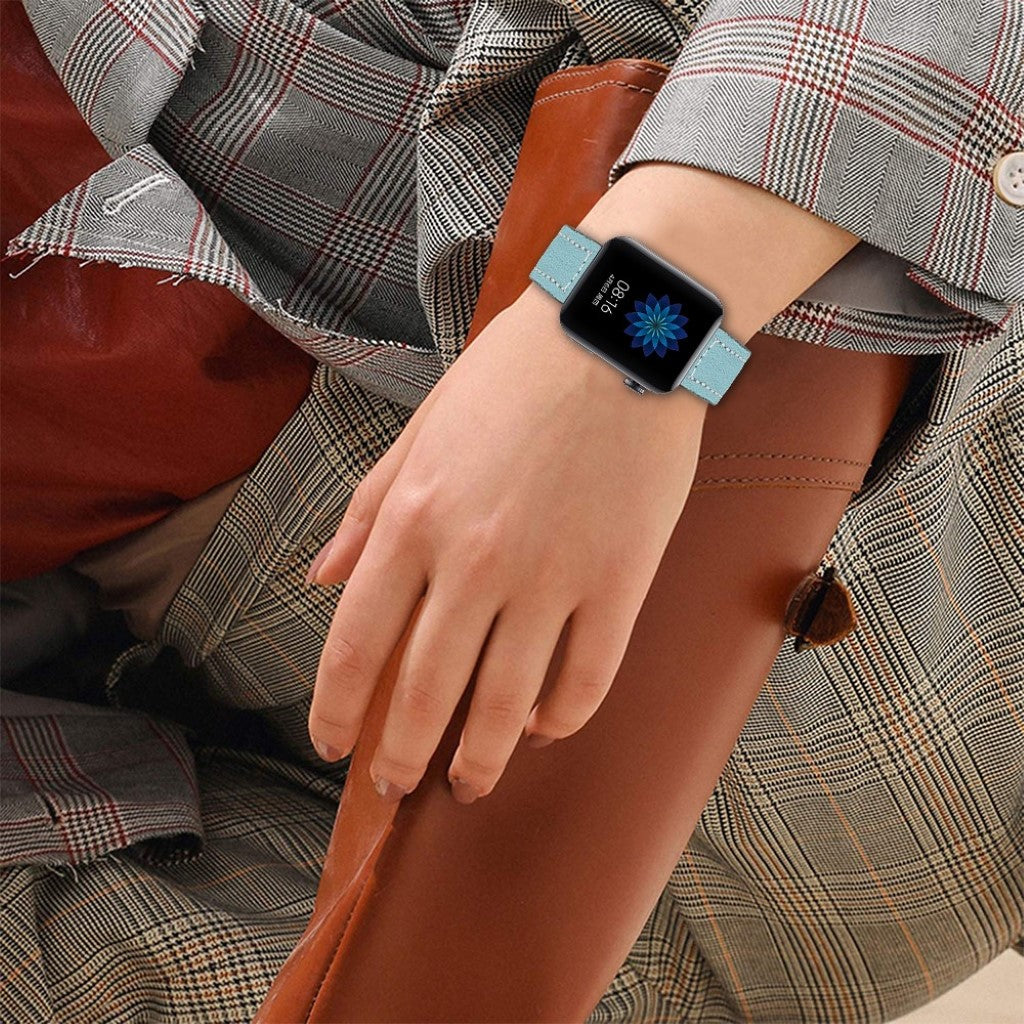 Mega slidstærk Xiaomi Mi Watch Ægte læder Rem - Blå#serie_3