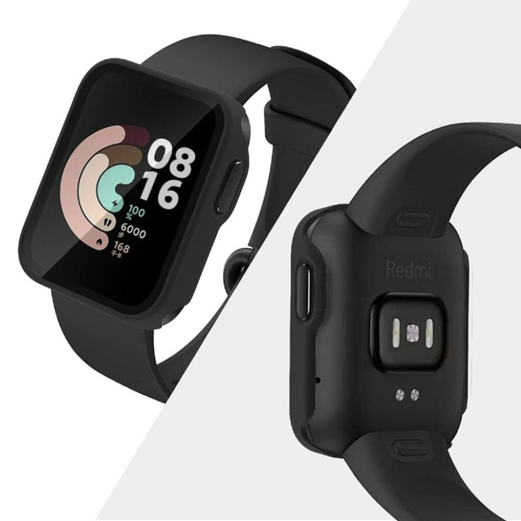 Rigtigt Fed Xiaomi Redmi Watch Silikone og Glas Cover - Sort#serie_1