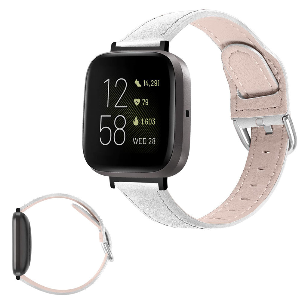 Fantastisk Fitbit Versa 3 / Fitbit Sense Ægte læder Rem - Hvid#serie_2