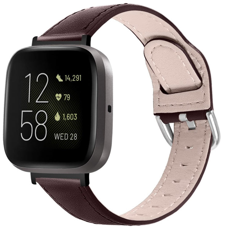 Fantastisk Fitbit Versa 3 / Fitbit Sense Ægte læder Rem - Brun#serie_4