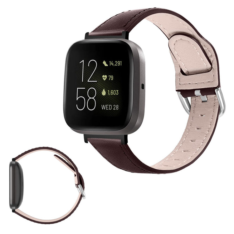 Fantastisk Fitbit Versa 3 / Fitbit Sense Ægte læder Rem - Brun#serie_4