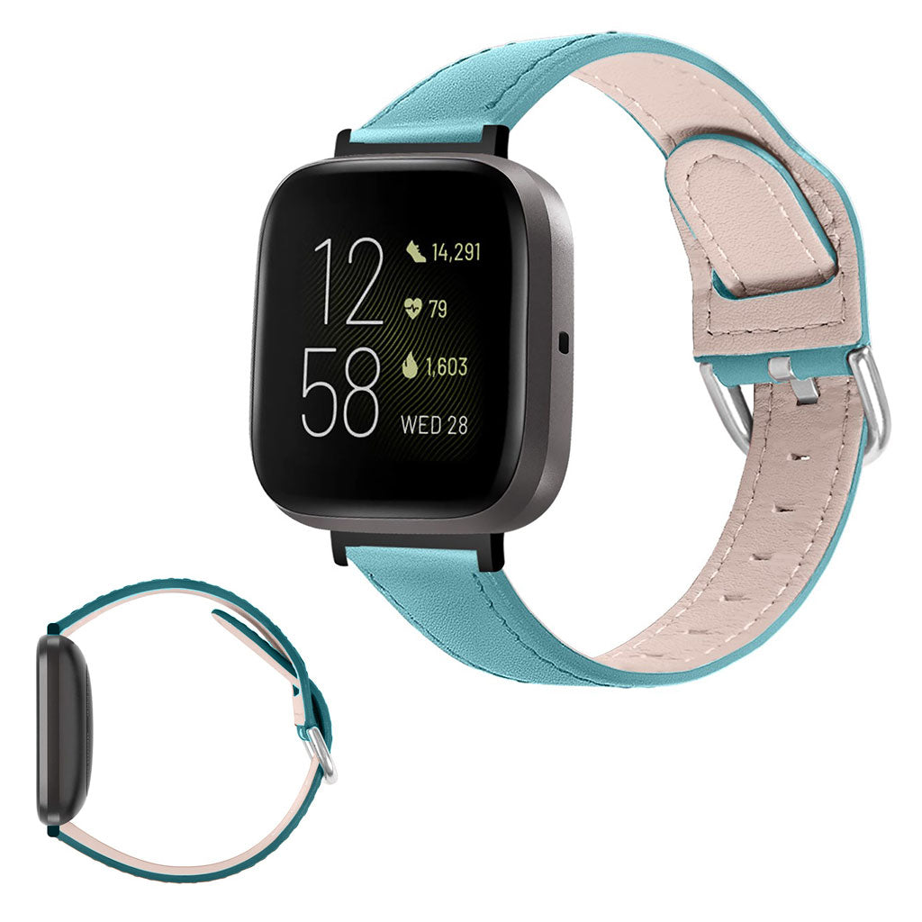 Fantastisk Fitbit Versa 3 / Fitbit Sense Ægte læder Rem - Blå#serie_5