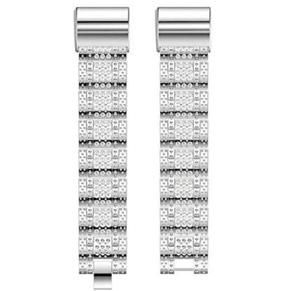 Super smuk Fitbit Charge 2 Metal og Rhinsten Rem - Sølv#serie_2