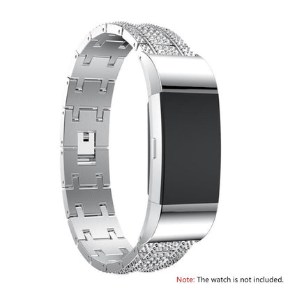 Super smuk Fitbit Charge 2 Metal og Rhinsten Rem - Sølv#serie_2
