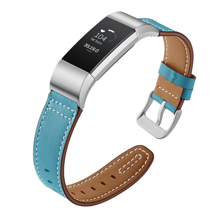 Mega cool Fitbit Charge 2 Ægte læder Rem - Blå#serie_3