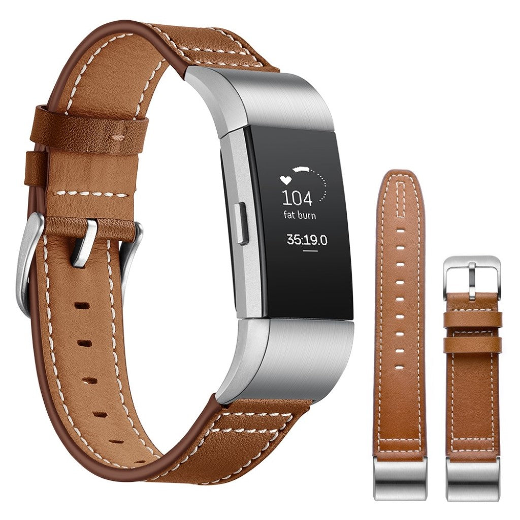 Mega cool Fitbit Charge 2 Ægte læder Rem - Brun#serie_4