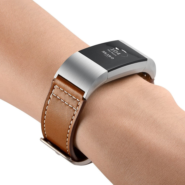 Mega cool Fitbit Charge 2 Ægte læder Rem - Brun#serie_4