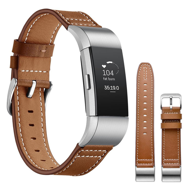 Mega cool Fitbit Charge 2 Ægte læder Rem - Brun#serie_4