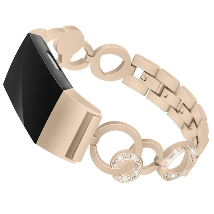Super holdbart Fitbit Charge 2 Metal og Rhinsten Rem - Guld#serie_1