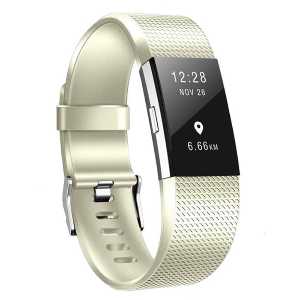 Meget holdbart Fitbit Charge 2 Silikone Rem - Størrelse: L - Guld#serie_4