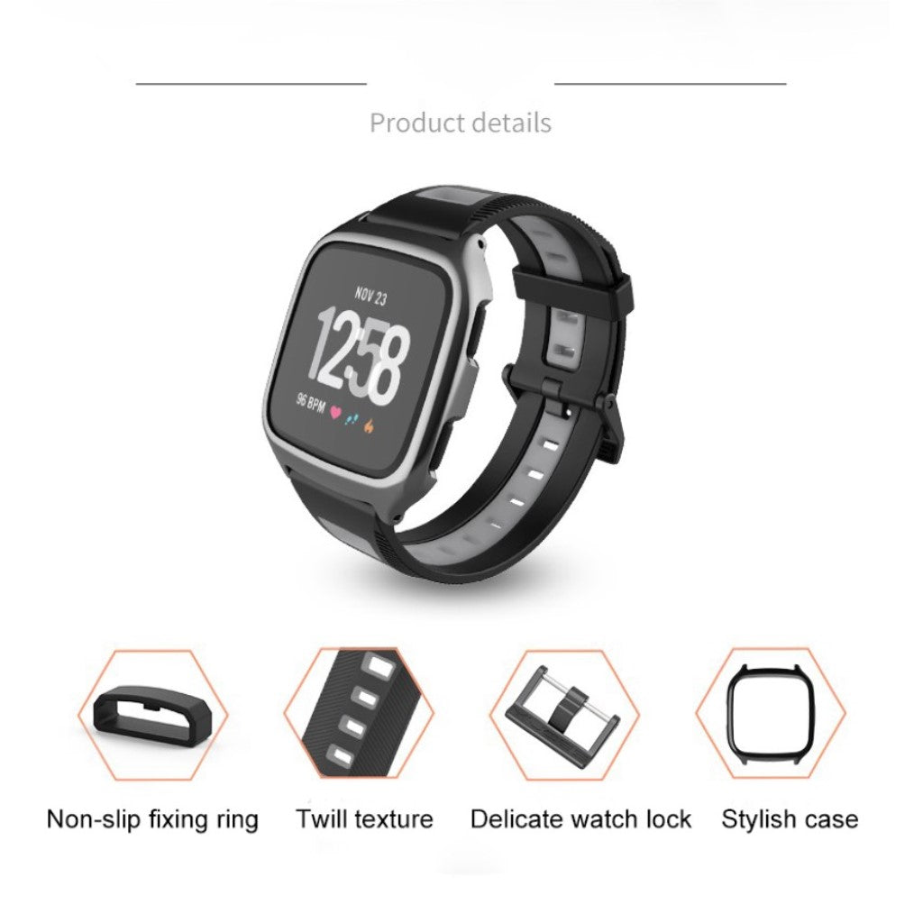 Glimrende Fitbit Versa Silikone Rem - Sølv#serie_1