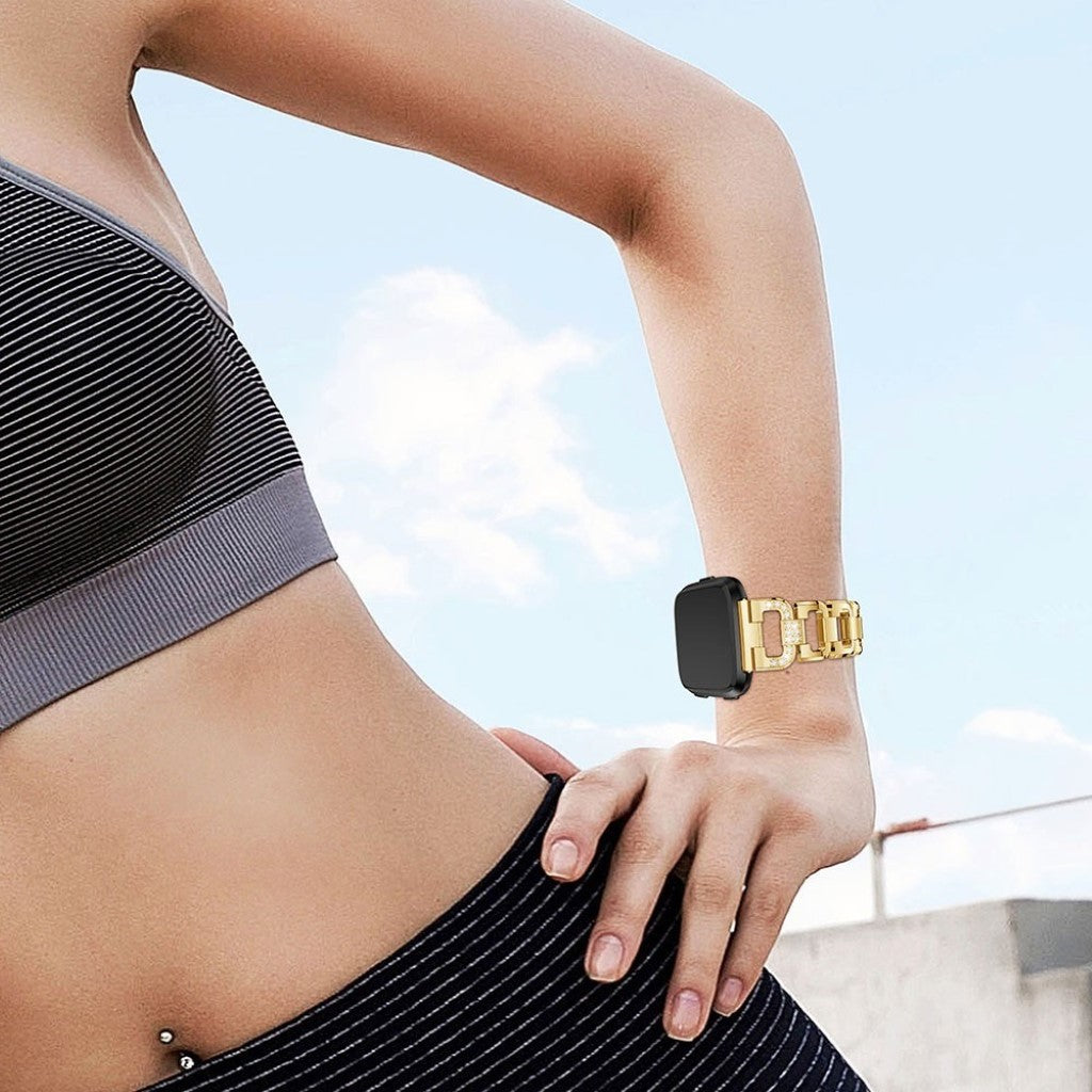 Fint Fitbit Versa Metal og Rhinsten Rem - Guld#serie_1
