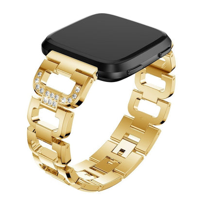 Fint Fitbit Versa Metal og Rhinsten Rem - Guld#serie_1
