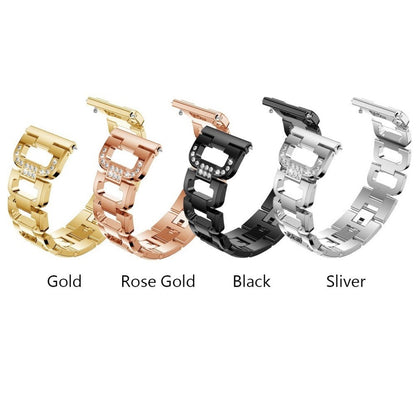 Fint Fitbit Versa Metal og Rhinsten Rem - Sort#serie_3