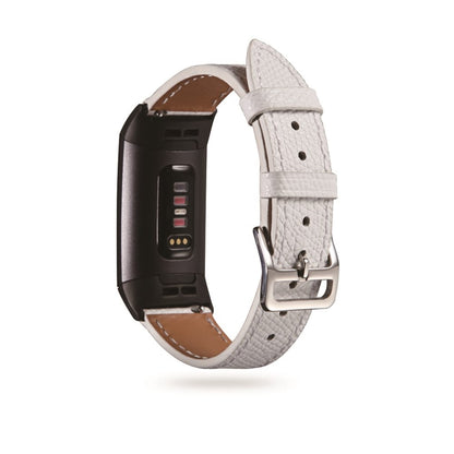 Tidsløst Fitbit Charge 3 Ægte læder Rem - Hvid#serie_2
