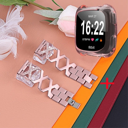 Fitbit Versa 2 / Fitbit Versa Lite Metal Rem med Cover - Pink#serie_3