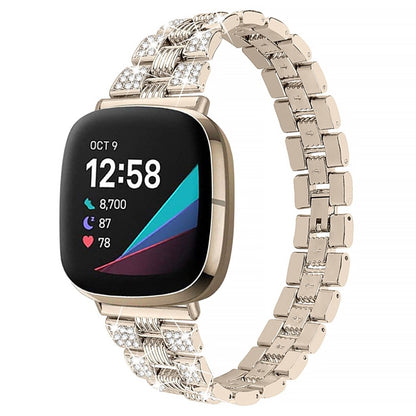 Godt Fitbit Versa 3 / Fitbit Sense Metal og Rhinsten Rem - Guld#serie_5
