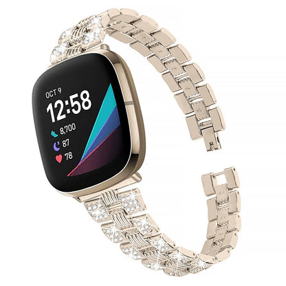 Godt Fitbit Versa 3 / Fitbit Sense Metal og Rhinsten Rem - Guld#serie_5