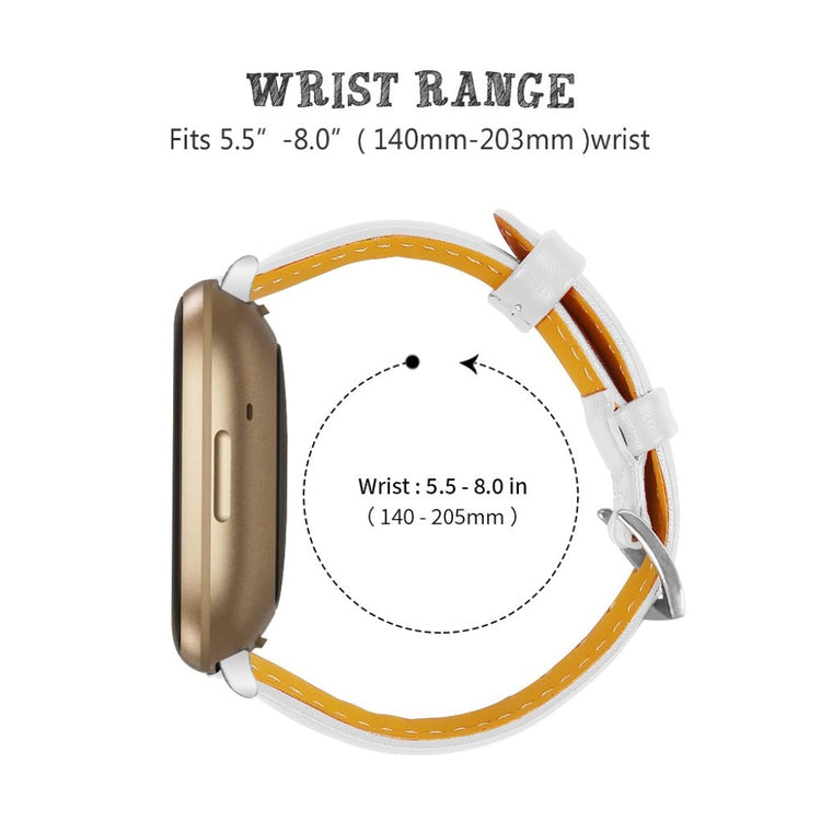 Stilren Fitbit Versa 3 / Fitbit Sense Ægte læder Rem - Hvid#serie_2
