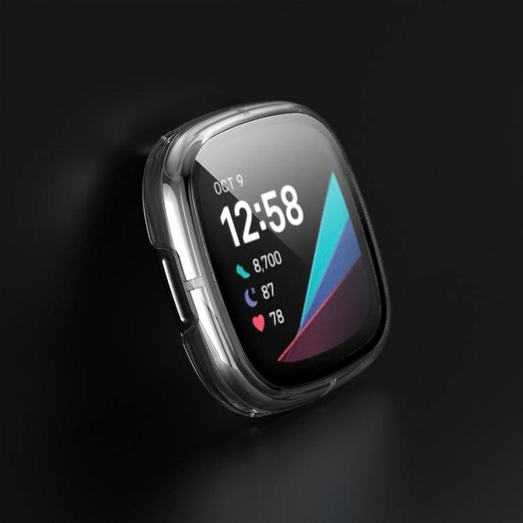 Vildt Godt Fitbit Versa 3 Cover med Skærmbeskytter i Plastik og Hærdet Glas - Gennemsigtig#serie_9