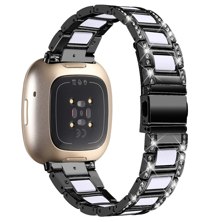 Helt vildt fed Fitbit Versa 3 Metal og Rhinsten Rem - Sort#serie_2