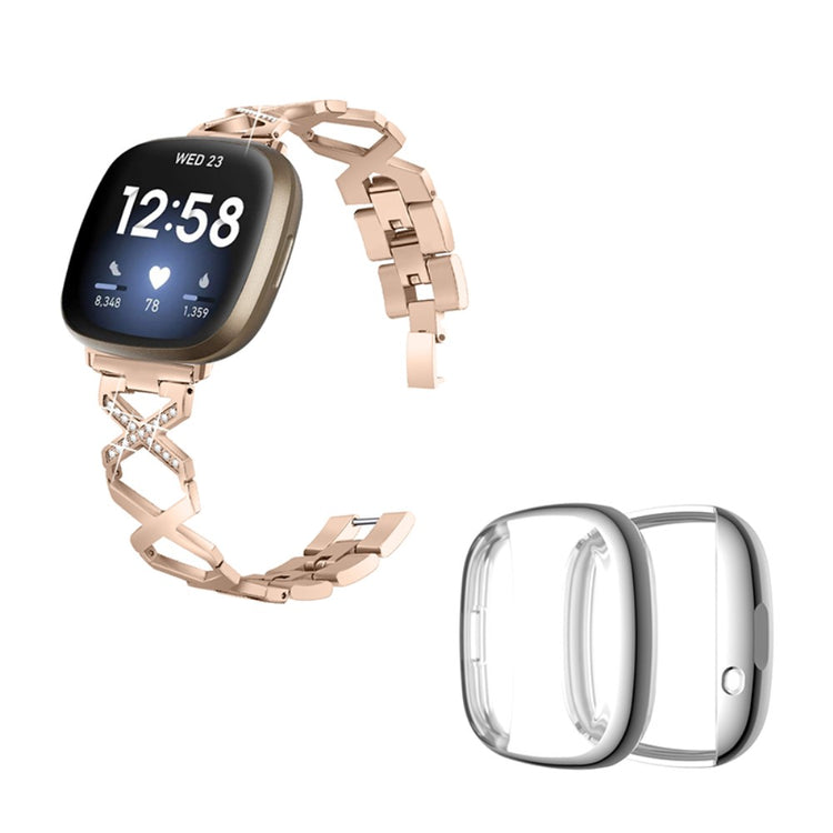 Fitbit Sense / Fitbit Versa 3 Metal Rem med Cover - Guld#serie_1