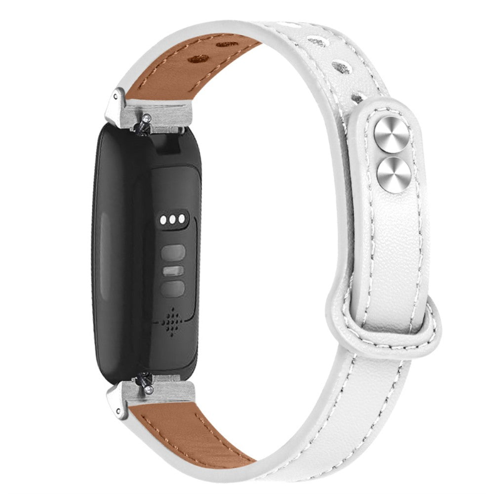 Super cool Fitbit Inspire 2 / Fitbit Ace 2 Ægte læder Rem - Hvid#serie_1