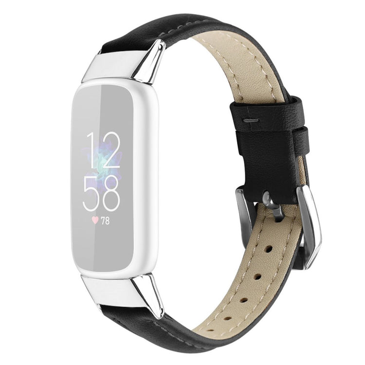 Meget fantastisk Fitbit Luxe Ægte læder Rem - Størrelse: L - Sort#serie_1