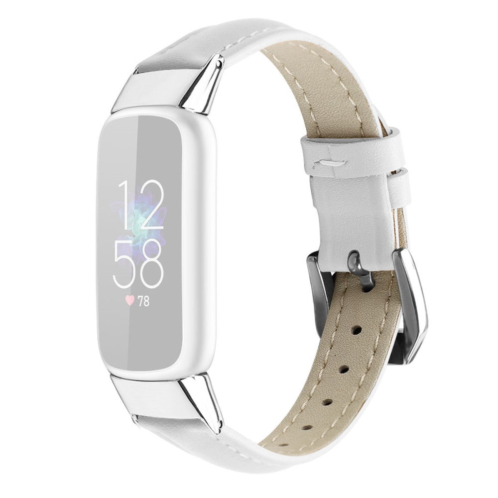 Meget fantastisk Fitbit Luxe Ægte læder Rem - Størrelse: L - Hvid#serie_2