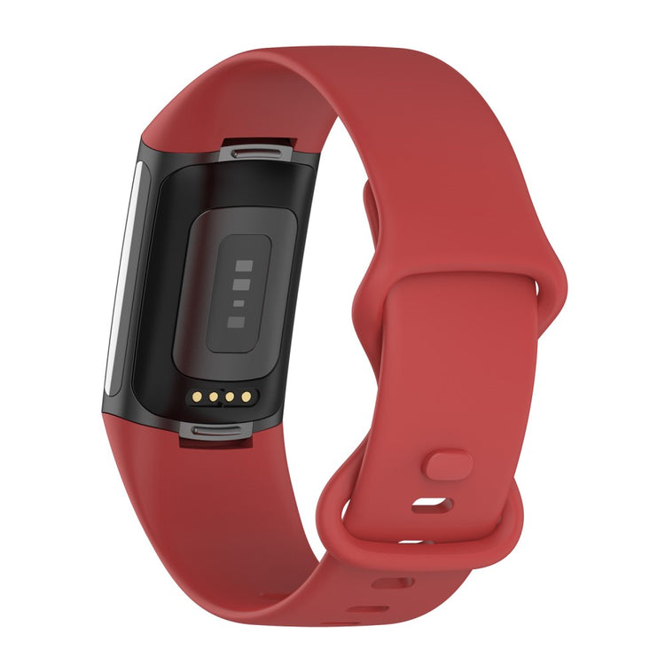 Mega kønt Fitbit Charge 5 Silikone Rem - Størrelse: L - Rød#serie_4